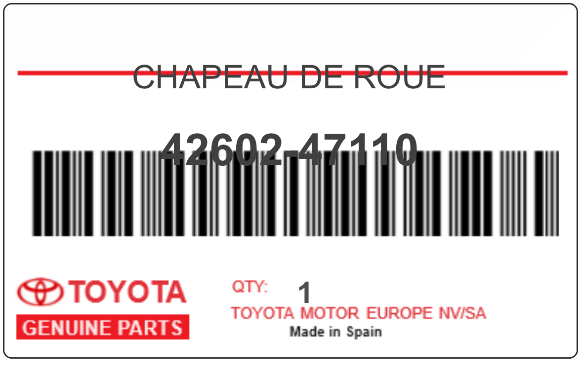 TOYOTA - 42602-47110 CHAPEAU DE ROUE
