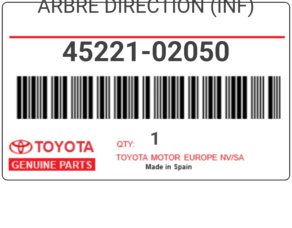 TOYOTA - 45221-02050 ARBRE DIRECTION (inf)