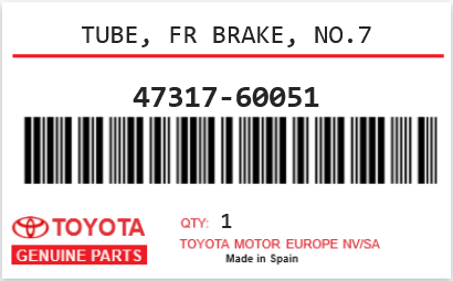 TOYOTA - 47317-60051 TUBE, FR BRAKE, NO.7