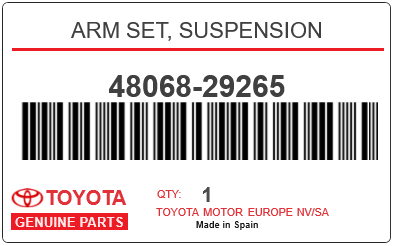 TOYOTA - 48068-29265 ARM SET, SUSPENSION