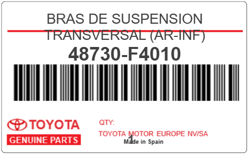 TOYOTA - 48730-F4010 BRAS DE SUSPENSION TRANSVERSAL (ar-inf)
