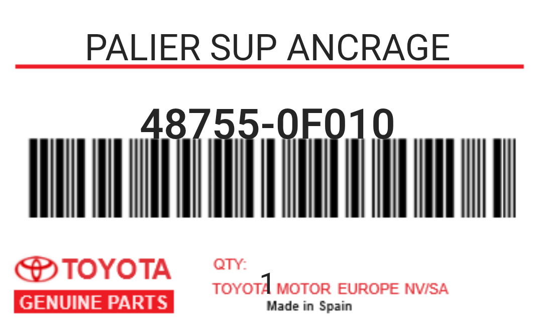 TOYOTA - 48755-0F010 PALIER SUP ANCRAGE