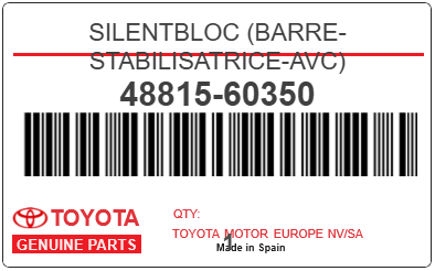 TOYOTA - 48815-60350 SILENTBLOC (barre-stabilisatrice-avc)