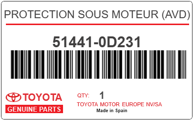 TOYOTA - 51441-0D231 PROTECTION SOUS MOTEUR (avd)