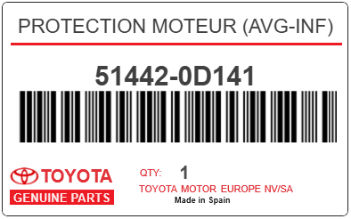 TOYOTA - 51442-0D141 PROTECTION MOTEUR (avg-inf)