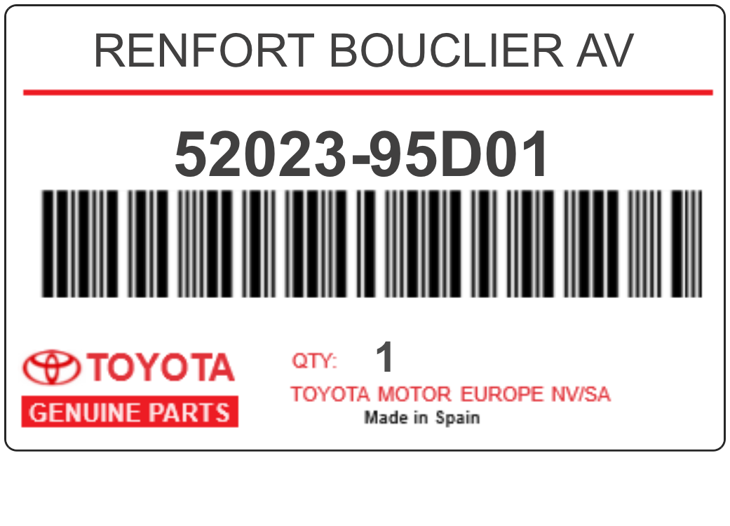 TOYOTA - 52023-95D01 RENFORT BOUCLIER AV