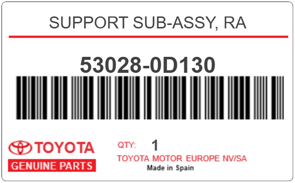TOYOTA - 53028-0D130 SUPPORT SUB-ASSY, RA