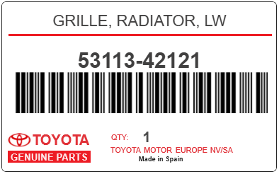 TOYOTA - 53113-42121 GRILLE, RADIATOR, LW