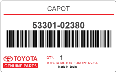 TOYOTA - 53301-02380 CAPOT