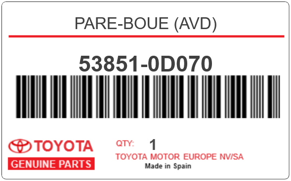 TOYOTA - 53851-0D070 PARE-BOUE (avd)