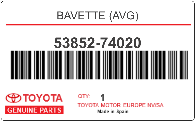 TOYOTA - 53852-74020 BAVETTE (avg)