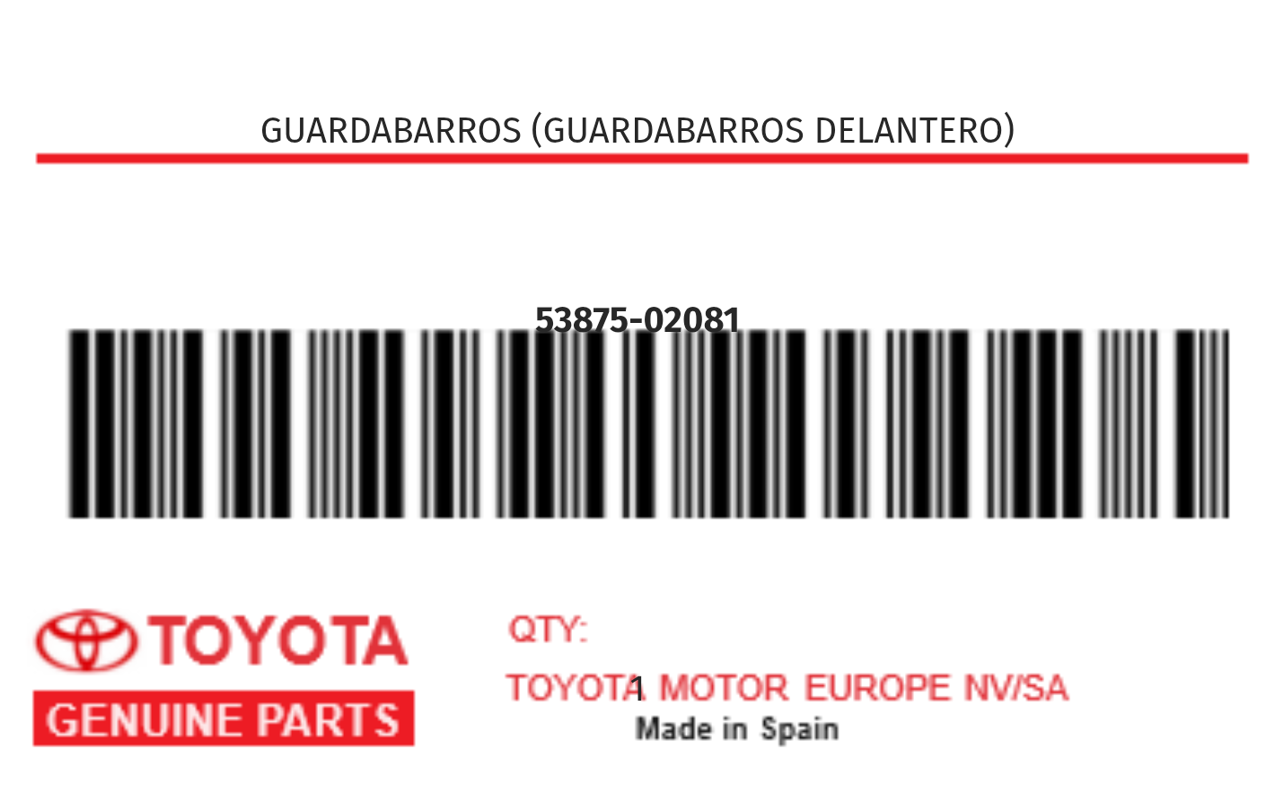 TOYOTA - 53875-02081 PAREBOUE (aile-avd)