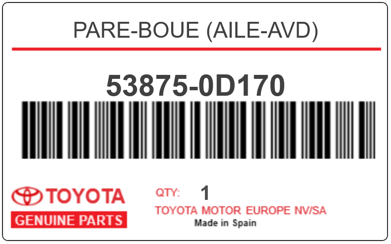 TOYOTA - 53875-0D170 PARE-BOUE (aile-avd)