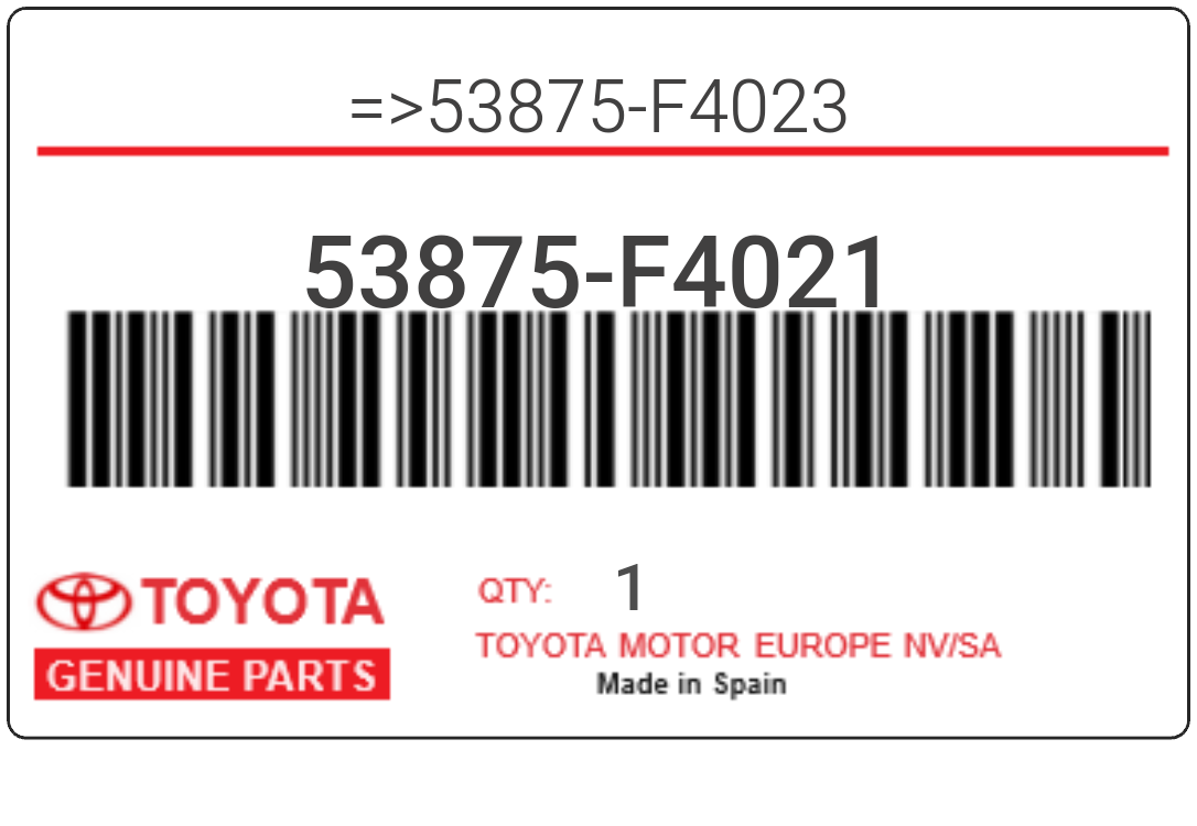 TOYOTA - 53875-F4021 REFERENCE REMPLACEE PAR :
