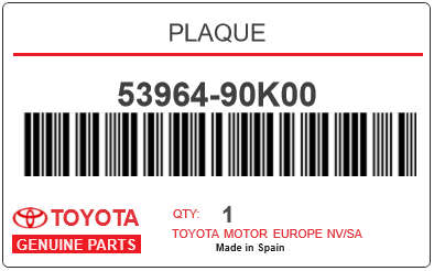 TOYOTA - 53964-90K00 PLAQUE