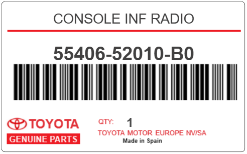 TOYOTA - 55406-52010-B0 CONSOLE INF RADIO