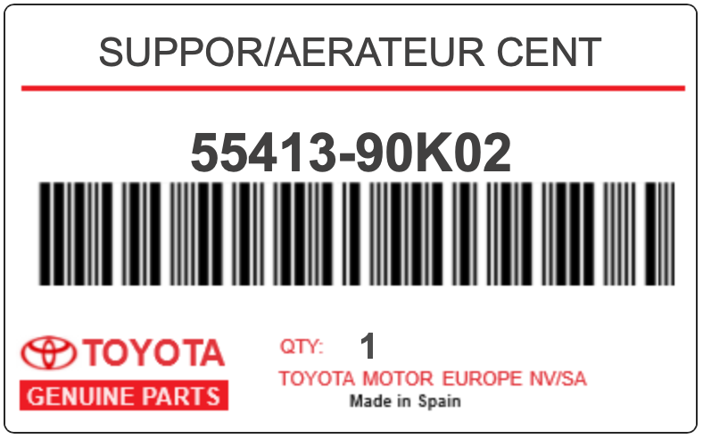 TOYOTA - 55413-90K02 SUPPOR/AERATEUR CENT