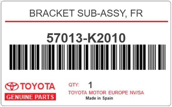 TOYOTA - 57013-K2010 BRACKET SUB-ASSY, FR
