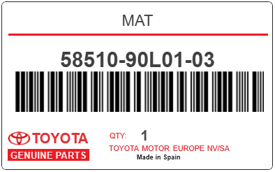 TOYOTA - 58510-90L01-03 TAPIS (plancher-av)