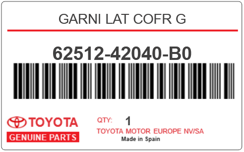 TOYOTA - 62512-42040-B0 GARNI LAT COFR G