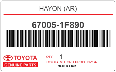 TOYOTA - 67005-1F890 HAYON (ar)