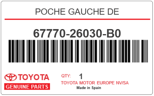 TOYOTA - 67770-26030-B0 POCHE GAUCHE DE