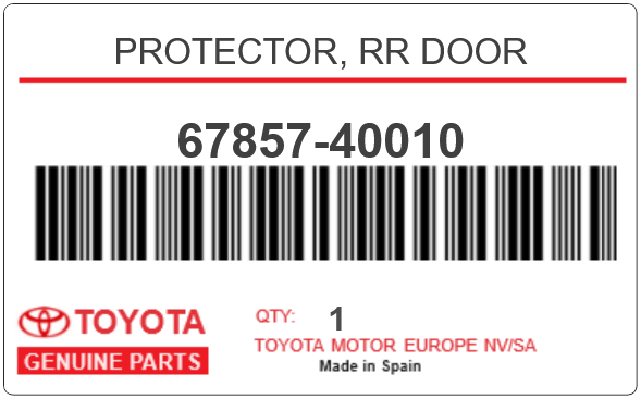 TOYOTA - 67857-40010 PROTECTOR, RR DOOR