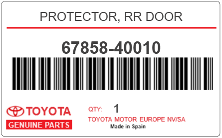 TOYOTA - 67858-40010 PROTECTOR, RR DOOR