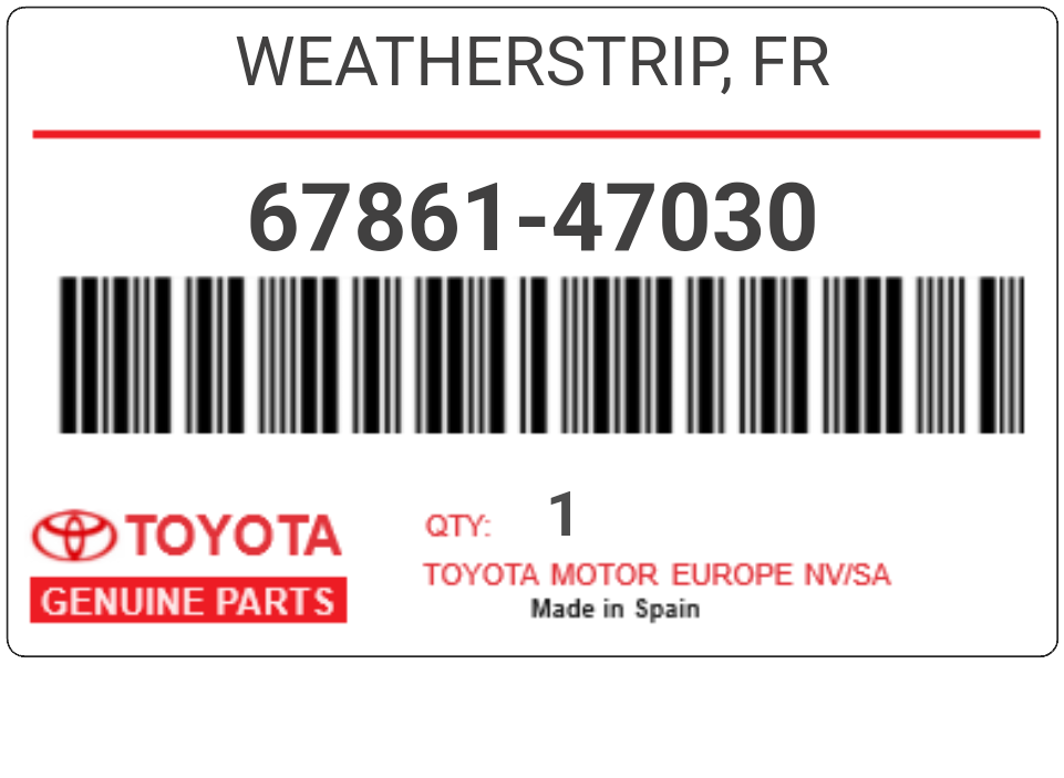 TOYOTA - 67861-47030 WEATHERSTRIP, FR