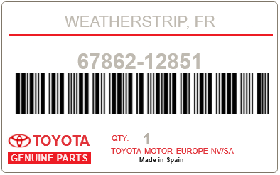 TOYOTA - 67862-12851 JOINT PORTE AVG