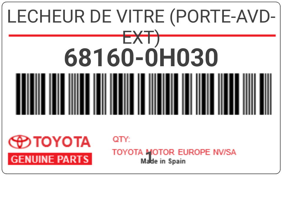 TOYOTA - 68160-0H030 LECHEUR DE VITRE (porte-avd-ext)