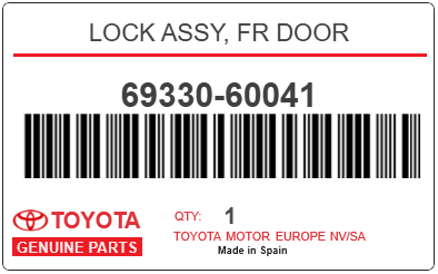 TOYOTA - 69330-60041 LOCK ASSY, FR DOOR