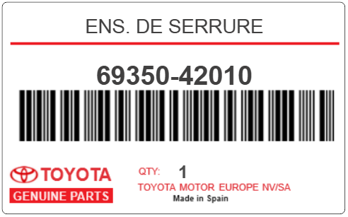 TOYOTA - 69350-42010 ENS. DE SERRURE