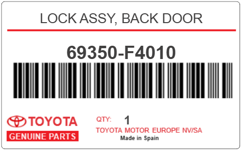 TOYOTA - 69350-F4010 LOCK ASSY, BACK DOOR