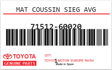 TOYOTA - 71512-60020 MAT COUSSIN SIEG AVG