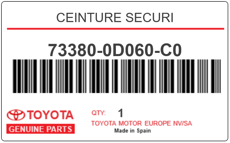 TOYOTA - 73380-0D060-C0 CEINTURE SECURI