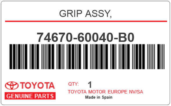 TOYOTA - 74670-60040-B0 POIGN-MAINTIEN PLCH