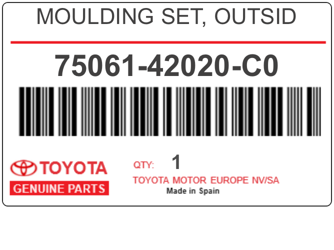 TOYOTA - 75061-42020-C0 MOULDING SET, OUTSID