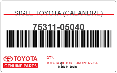 TOYOTA - 75311-05040 SIGLE TOYOTA (calandre)