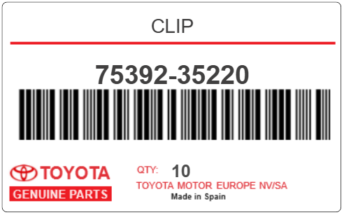 TOYOTA - 75392-35220 CLIP