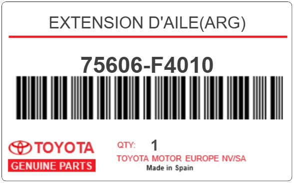 TOYOTA - 75606-F4010 EXTENSION D'AILE(arg)