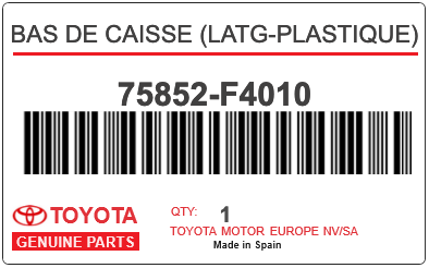 TOYOTA - 75852-F4010 BAS DE CAISSE (latg-plastique)
