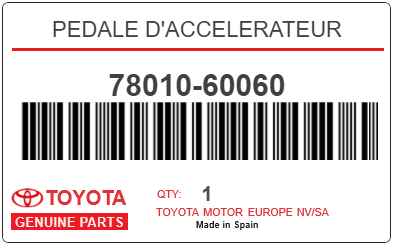 TOYOTA - 78010-60060 PEDALE D'ACCELERATEUR