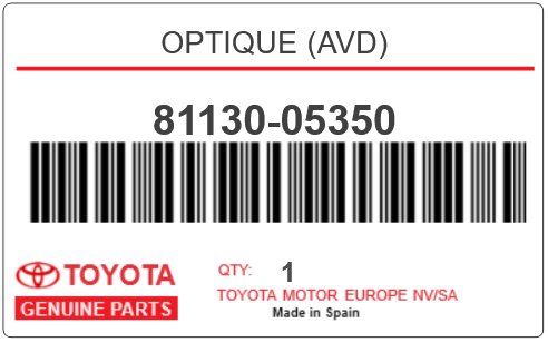 TOYOTA - 81130-05350 OPTIQUE (avd)