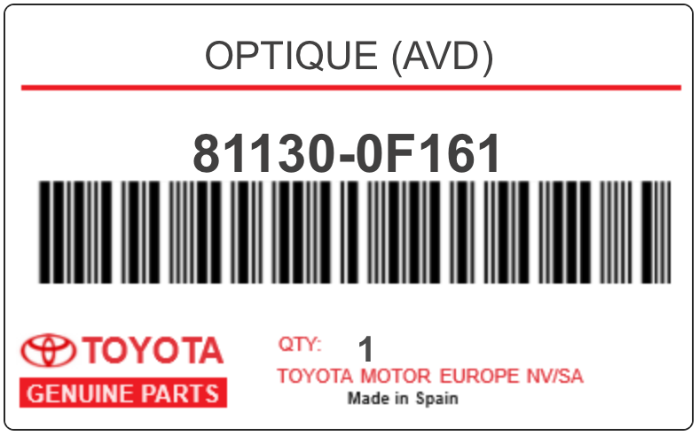 TOYOTA - 81130-0F161 OPTIQUE (avd)