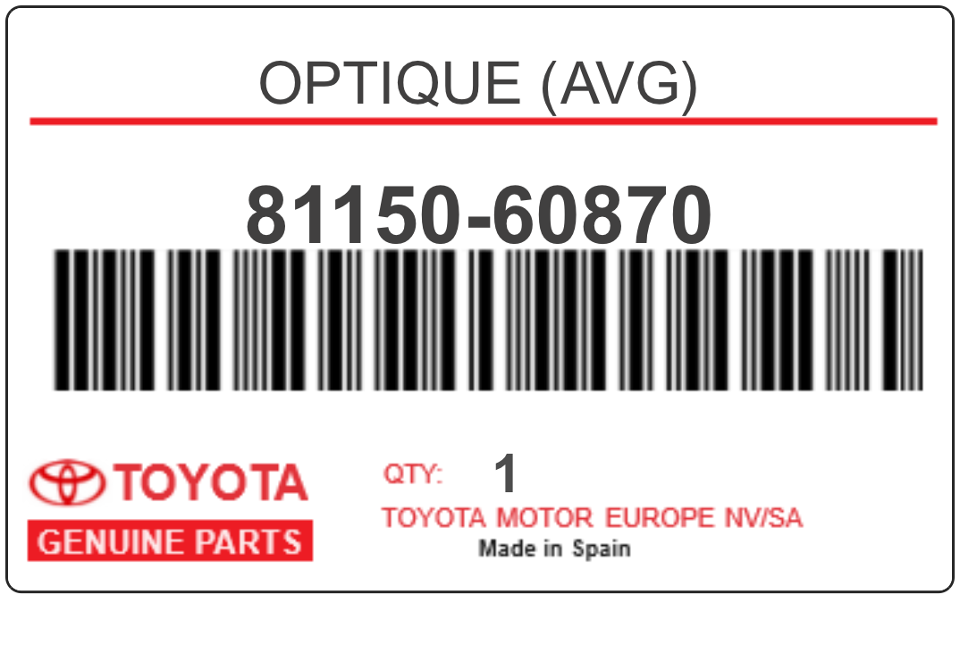 TOYOTA - 81150-60870 OPTIQUE (avg)