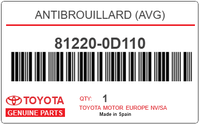 TOYOTA - 81220-0D110 ANTIBROUILLARD (avg)