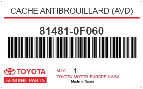 TOYOTA - 81481-0F060 CACHE ANTIBROUILLARD (avd)