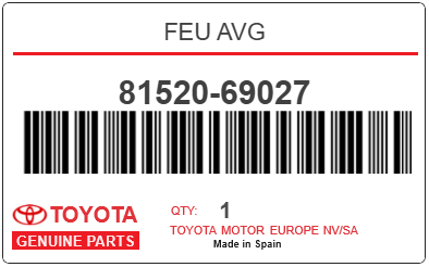 TOYOTA - 81520-69027 FEU AVG