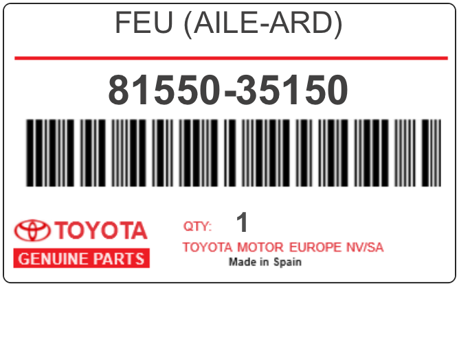 TOYOTA - 81550-35150 FEU (aile-ard)